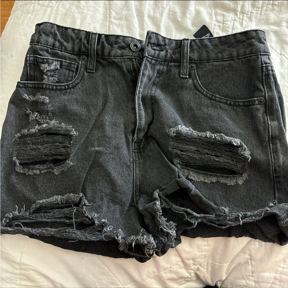 Fashion nova black wash distressed jean shorts